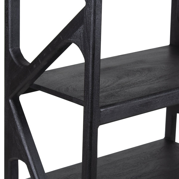 Porter Designs Porter Canberra Solid Mango Wood Bookcase - Black Sandblasted Design For Contemporary Elegance Black Wood 10-108-01-9487s