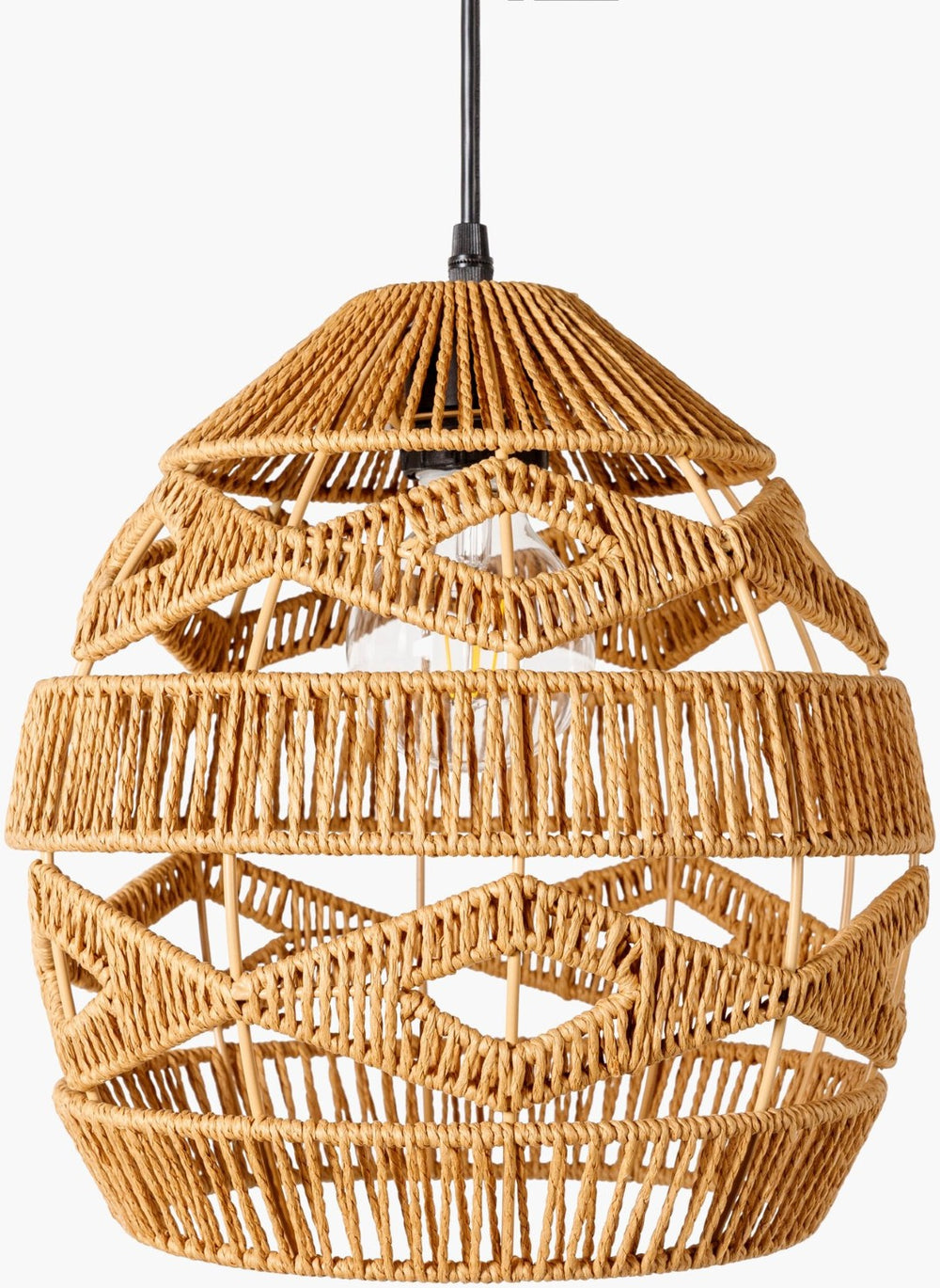Livabliss Nosse Geometric Paper Shade Pendant Light Handcrafted Global Style for High Ceilings NSA-002