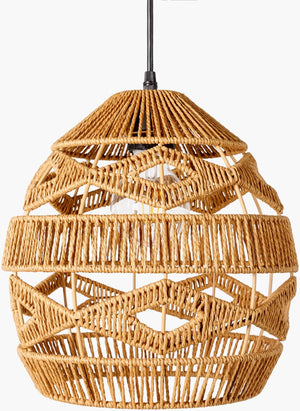 Livabliss Nosse Geometric Paper Shade Pendant Light Handcrafted Global Style for High Ceilings NSA-002