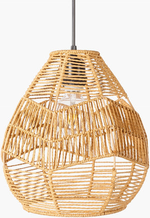 Livabliss Nosse Elongated Metal Pendant Light with Paper Shade for High Ceiling Dining Rooms NSA-003