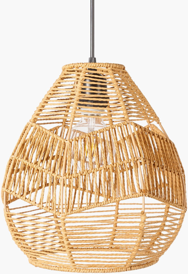 Livabliss Nosse Elongated Metal Pendant Light with Paper Shade for High Ceiling Dining Rooms NSA-003