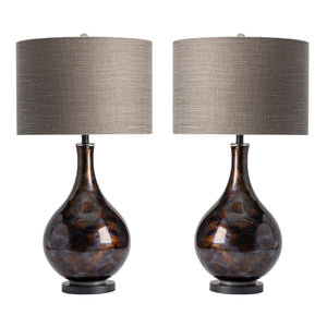 Crestview Collection 33.5"H Elegant Glass Table Lamp - Teardrop Design In Smoky Black & Bronze, Perfect For Any Room!   Cvabs1292
