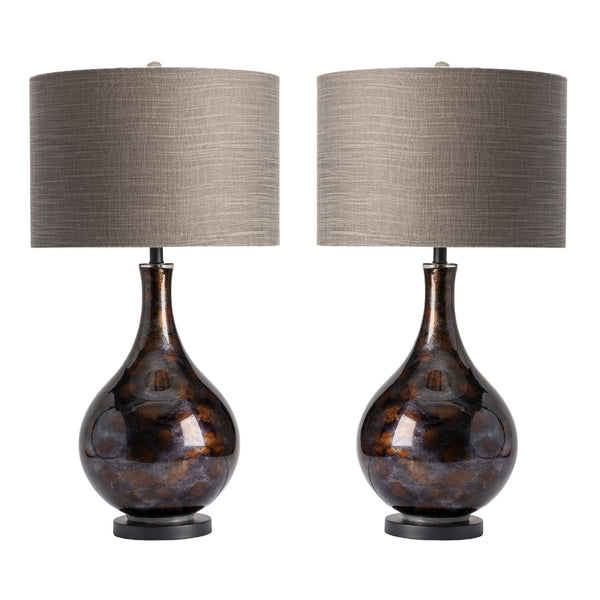 Crestview Collection 33.5"H Elegant Glass Table Lamp - Teardrop Design In Smoky Black & Bronze, Perfect For Any Room!   Cvabs1292