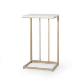 Christopher Knight Home® - Noble House - Durand Modern Glam Faux Wood End Table, White And Champagne Gold