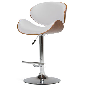 English Elm Marana Bentwood Adjustable Swivel Bar Stool - Modern White Vegan Leather & Chrome Base Comfort B136P158937
