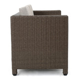 Christopher Knight Home® - Noble House - Puerta Outdoor 4 Piece Light Brown Wicker Chat Set