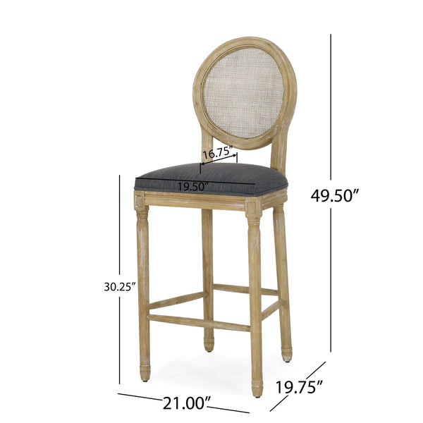 English Elm Christopher Knight Home® - French Country Virabit 2-Piece 30.25" Bar Stools with Hand-Woven Rattan Back & Tufted Cushions 71615.00CHAR