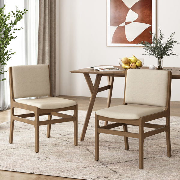 English Elm Christopher Knight Home® - DINING Chair Upholstered Rubberwood Frame Modern Contemporary Design Comfortable Seating Set Wheat 73421.00WHEAT