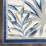 Nourison Pompeii PMP02 Machine Made Power-loomed Narrow Border Indoor Only Tropical  Rug Ivory Blue, Ivory Blue 70% Polypropylene,30% Polyester 99446882035