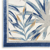 Nourison Pompeii PMP02 Machine Made Power-loomed Narrow Border Indoor Only Tropical  Rug Ivory Blue, Ivory Blue 70% Polypropylene,30% Polyester 99446882028