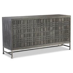 Bernhardt Bernhardt Tribeca Buffet With Geometric Raised Doors, Dark Tadon Oak & Textured Steel Base, 64.5" 333134