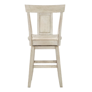 Homelegance By Top-Line Juliette Panel Back Counter Height Wood Swivel Chair White Rubberwood