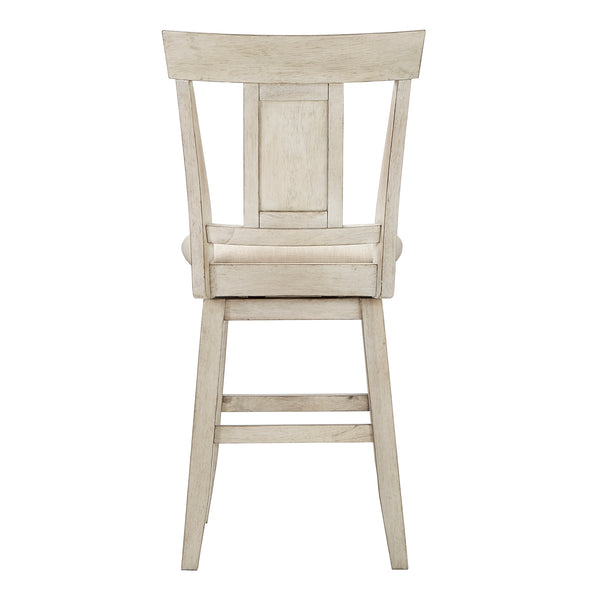 Homelegance By Top-Line Juliette Panel Back Counter Height Wood Swivel Chair White Rubberwood