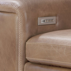 Bernhardt Bernhardt Lioni Leather Power-Motion Sectional With Usb Charging, Power Headrests, Sleek Contemporary Design Brown 122.5" W x 122.5" D x 32.5" H K2087