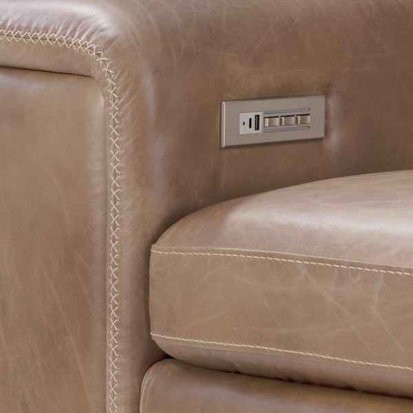 Bernhardt Bernhardt Lioni Leather Power-Motion Sectional With Usb Charging, Power Headrests, Sleek Contemporary Design Brown 122.5" W x 122.5" D x 32.5" H K2087