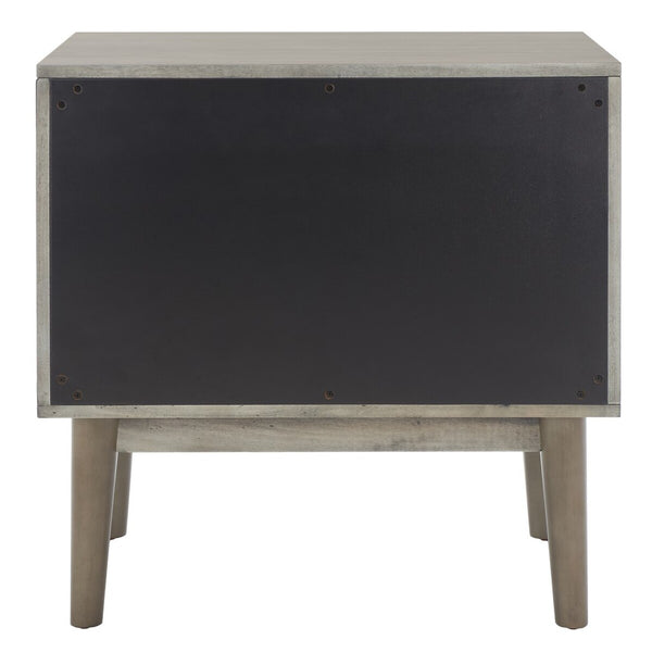 Safavieh Donald 2 Drawer Nightstand XII23 Light Grey / Bronze Wood NST6405C