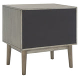 Safavieh Donald 2 Drawer Nightstand XII23 Light Grey / Bronze Wood NST6405C