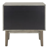 Safavieh Donald 2 Drawer Nightstand XII23 Light Grey / Bronze Wood NST6405C