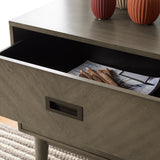 Safavieh Donald 2 Drawer Nightstand XII23 Light Grey / Bronze Wood NST6405C