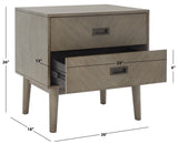 Safavieh Donald 2 Drawer Nightstand XII23 Light Grey / Bronze Wood NST6405C