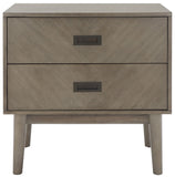 Safavieh Donald 2 Drawer Nightstand XII23 Light Grey / Bronze Wood NST6405C