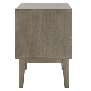 Safavieh Donald 2 Drawer Nightstand XII23 Light Grey / Bronze Wood NST6405C