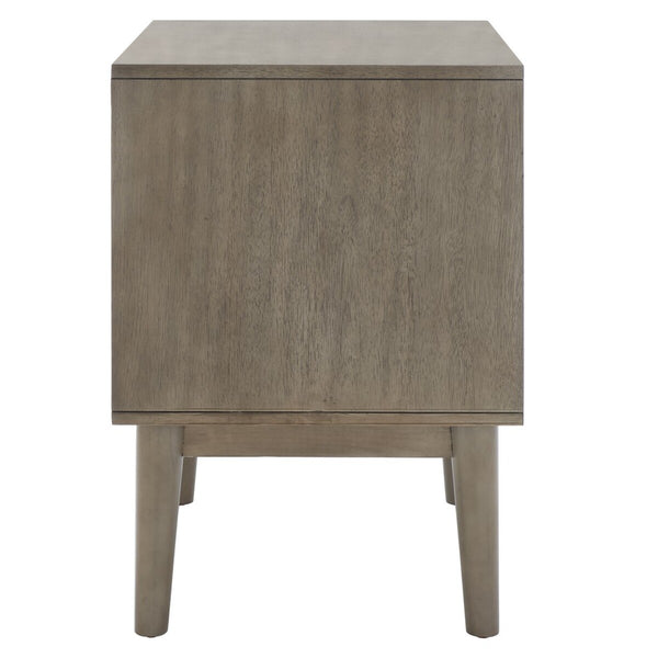 Safavieh Donald 2 Drawer Nightstand XII23 Light Grey / Bronze Wood NST6405C