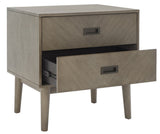 Safavieh Donald 2 Drawer Nightstand XII23 Light Grey / Bronze Wood NST6405C