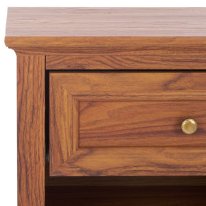Safavieh Sondra 2 Drawer Nightstand Walnut / Gold 21.7" x 15.4" x 21.7"