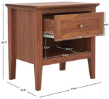 Safavieh Sondra 2 Drawer Nightstand Walnut / Gold 21.7" x 15.4" x 21.7"