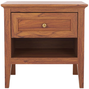 Safavieh Sondra 2 Drawer Nightstand Walnut / Gold 21.7" x 15.4" x 21.7"