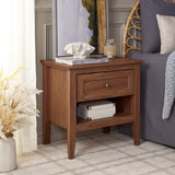 Safavieh Sondra 2 Drawer Nightstand Walnut / Gold 21.7" x 15.4" x 21.7"