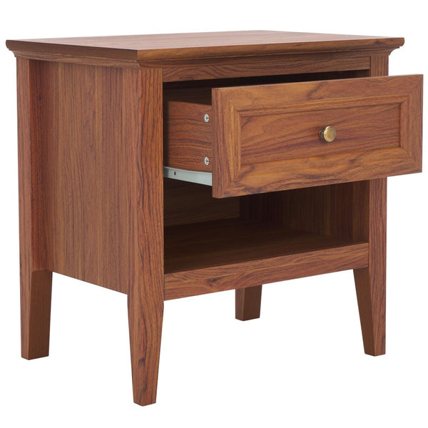 Safavieh Sondra 2 Drawer Nightstand Walnut / Gold 21.7" x 15.4" x 21.7"