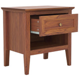 Safavieh Sondra 2 Drawer Nightstand Walnut / Gold 21.7" x 15.4" x 21.7"