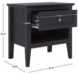 Safavieh Sondra 2 Drawer Nightstand Black / Gold  21.7" x 15.4" x 21.7"