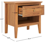 Safavieh Sondra 2 Drawer Nightstand Oak / Gold 21.7" x 15.4" x 21.7"