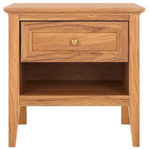 Safavieh Sondra 2 Drawer Nightstand Oak / Gold 21.7" x 15.4" x 21.7"