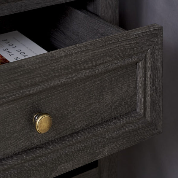 Safavieh Sondra 2 Drawer Nightstand Distressed Black / Gold 21.7" x 15.4" x 21.7"