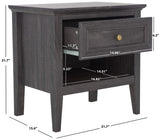 Safavieh Sondra 2 Drawer Nightstand Distressed Black / Gold 21.7" x 15.4" x 21.7"