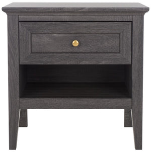 Safavieh Sondra 2 Drawer Nightstand Distressed Black / Gold 21.7" x 15.4" x 21.7"