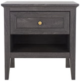 Safavieh Sondra 2 Drawer Nightstand Distressed Black / Gold 21.7" x 15.4" x 21.7"