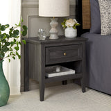 Safavieh Sondra 2 Drawer Nightstand Distressed Black / Gold 21.7" x 15.4" x 21.7"