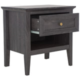 Safavieh Sondra 2 Drawer Nightstand Distressed Black / Gold 21.7" x 15.4" x 21.7"