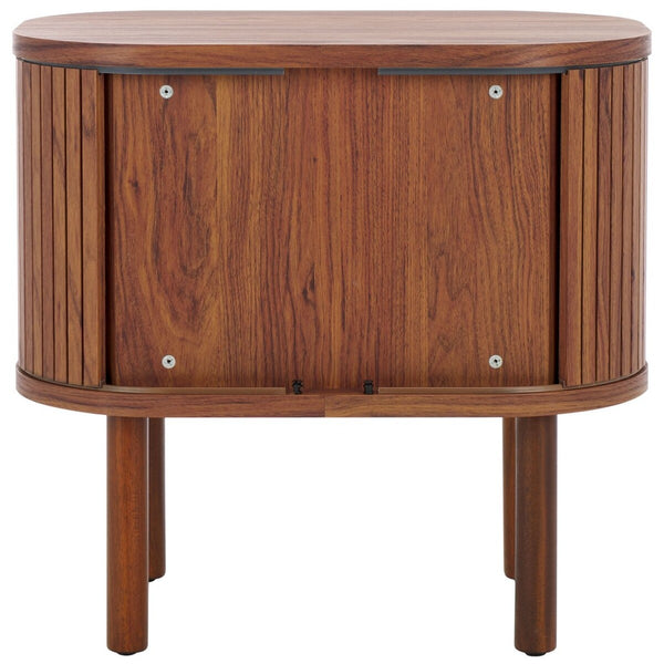 Safavieh Tealla 2 Tambour Door Nightstand Walnut / Gold NST9610A