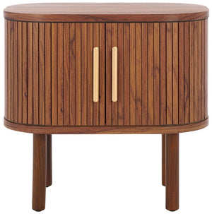 Safavieh Tealla 2 Tambour Door Nightstand Walnut / Gold NST9610A