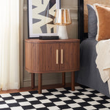 Safavieh Tealla 2 Tambour Door Nightstand Walnut / Gold NST9610A