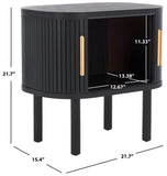 Safavieh Tealla 2 Tambour Door Nightstand Black / Gold NST9610B