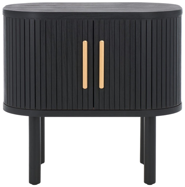 Safavieh Tealla 2 Tambour Door Nightstand Black / Gold NST9610B