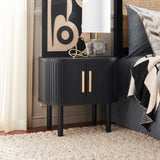 Safavieh Tealla 2 Tambour Door Nightstand Black / Gold NST9610B