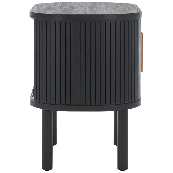 Safavieh Tealla 2 Tambour Door Nightstand Black / Gold NST9610B
